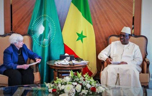 Senegal's President Macky Sall and US Treasury Secretary Janet Yellen