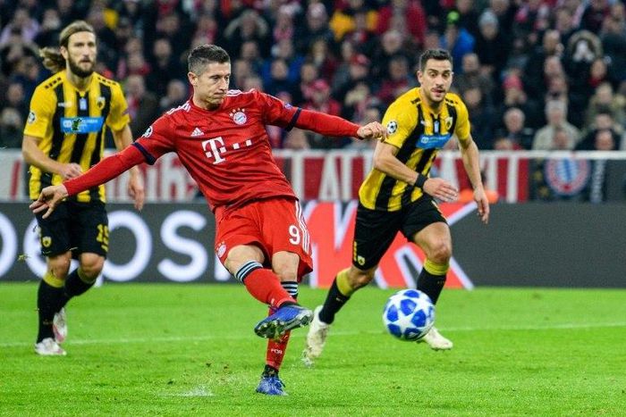 Poland striker Robert Lewandowski marked his 100th European outing with two goals