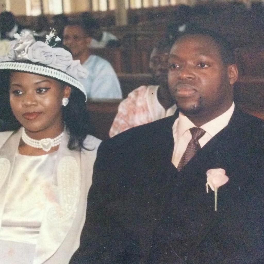 Stella Damasus and late husband, Jaiye Aboderin on their wedding day [KemiFilani]