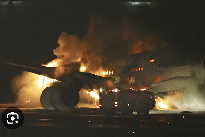 Plane catches fire
