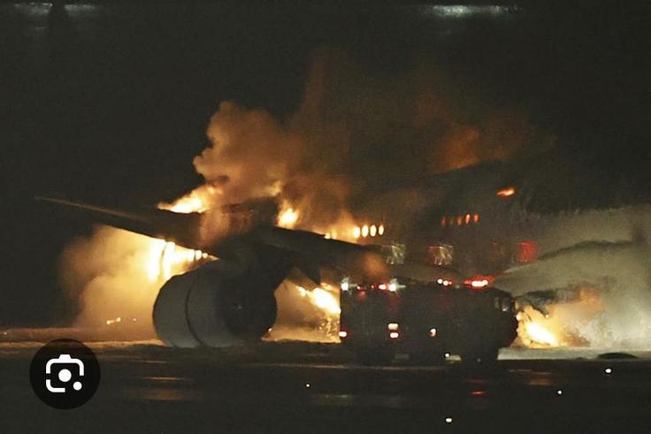 Plane catches fire