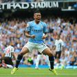 Gabriel Jesus celebrates Manchester City's first goal of the season against Newcastle United on September 1