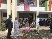 Melania Trump offers a basket of drinks to the king of Emintsimadze Palace