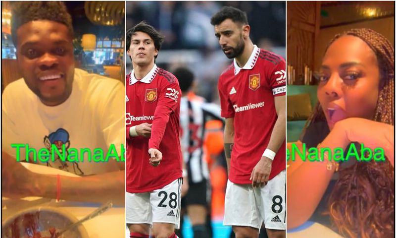 Video: Thomas Partey trolls Man United while having lunch with Nana Aba