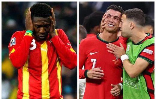 Asamoah Gyan reacts to Ronaldo shedding tears after penalty miss against Slovenia
