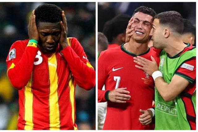 Asamoah Gyan reacts to Ronaldo shedding tears after penalty miss against Slovenia