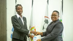 One of the 20 Ghanaian referees receive her Fifa badge