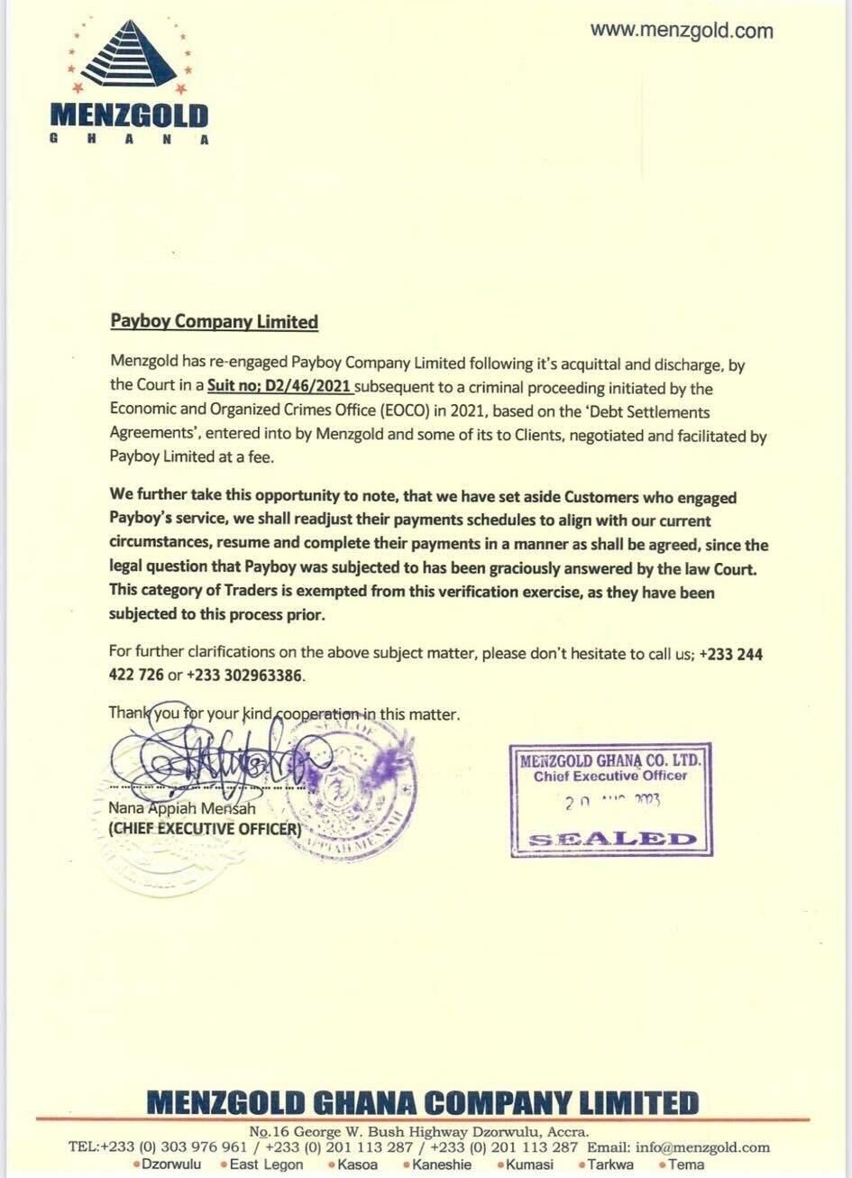 MENZGOLD RELEASE