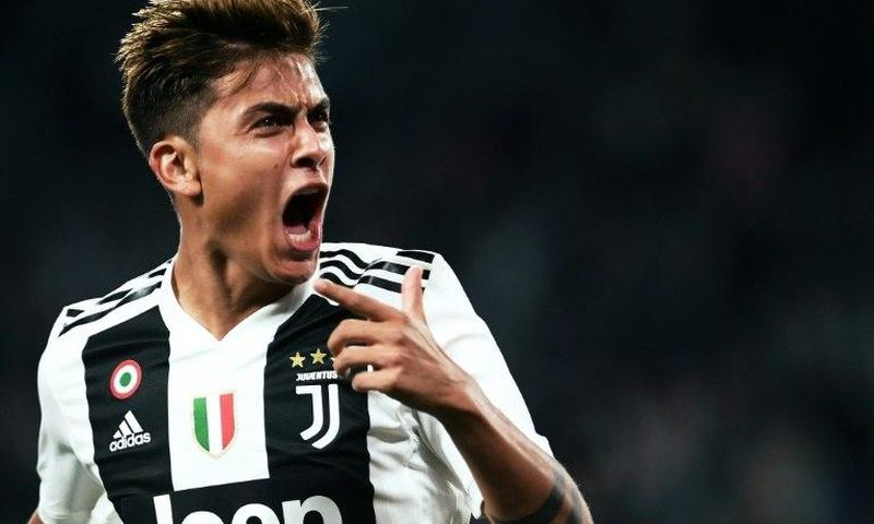 Off the mark: Paulo Dybala gets his first goal this season for Juventus.