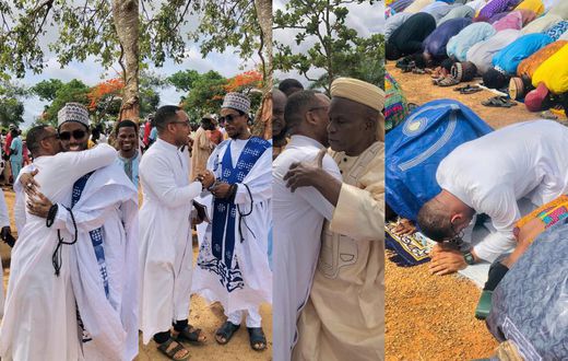 Heartwarming photos emerge as Catholic priest joins Muslims in Eid-Fitr prayers