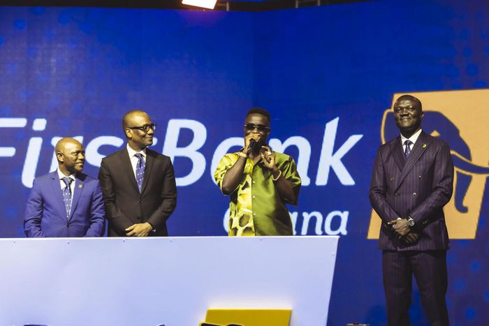 Sarkodie interacting with the audience at a First Bank Ghana event