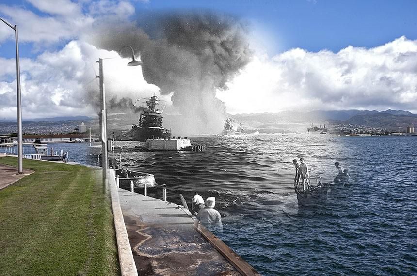 The Navy made incredible photos to show present-day Pearl Harbor compared with the day of the attack