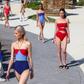 Models present creations from the summer beachwear collection by Moroccan designer Yasmina Q, during the Red Sea Fashion Week in Saudi Arabia’s Red Sea resort of Ummahat Island on May 17, 2024. (Photo by Fayez Nureldine / AFP)