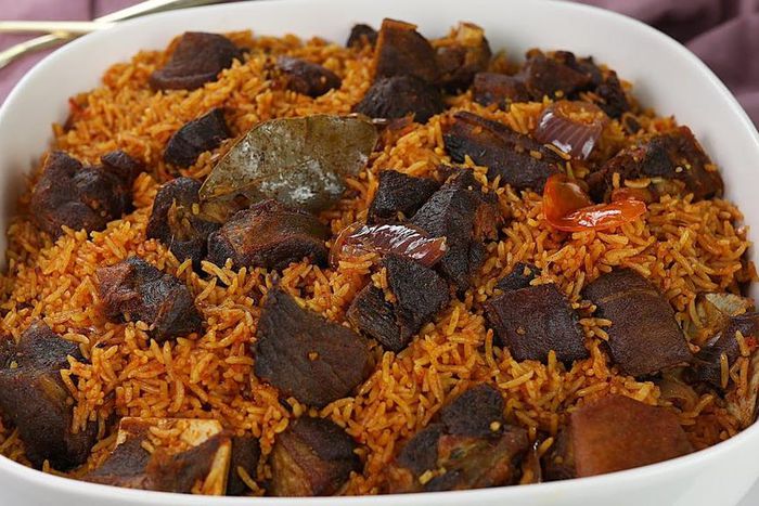 Goat meat jollof rice