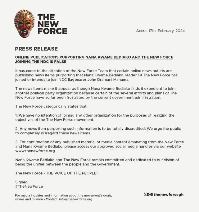 Cheddar dismisses joining NDC