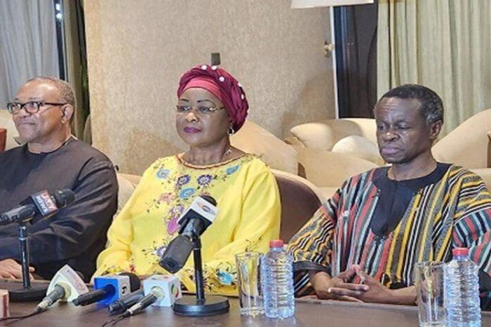 Professor P. L. O. Lumumba, Dr Arikana Chihombori-Quao, and Peter Obi.
