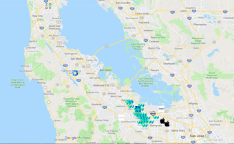 As Fogden says, most of the crashes have occurred in Silicon Valley and San Francisco. You can see the clusters below. Keep scrolling to see how the competitors rank in terms of crash percentages.