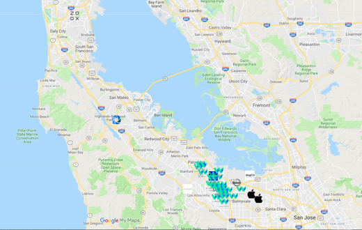 As Fogden says, most of the crashes have occurred in Silicon Valley and San Francisco. You can see the clusters below. Keep scrolling to see how the competitors rank in terms of crash percentages.