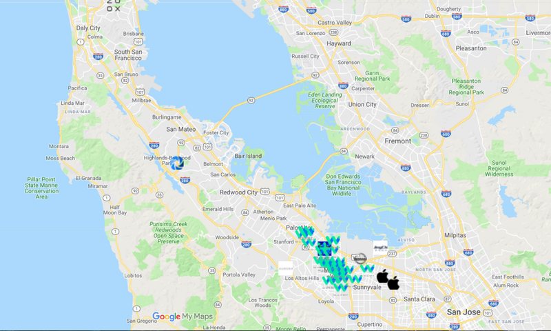 As Fogden says, most of the crashes have occurred in Silicon Valley and San Francisco. You can see the clusters below. Keep scrolling to see how the competitors rank in terms of crash percentages.
