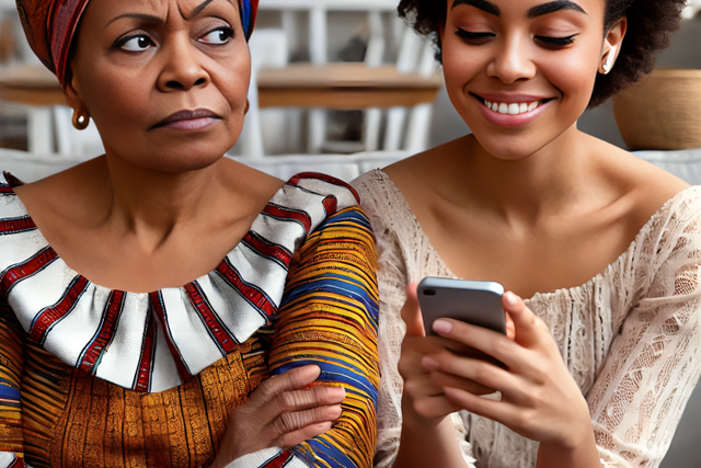 An AI-generated image of a mum jealous of her daughter