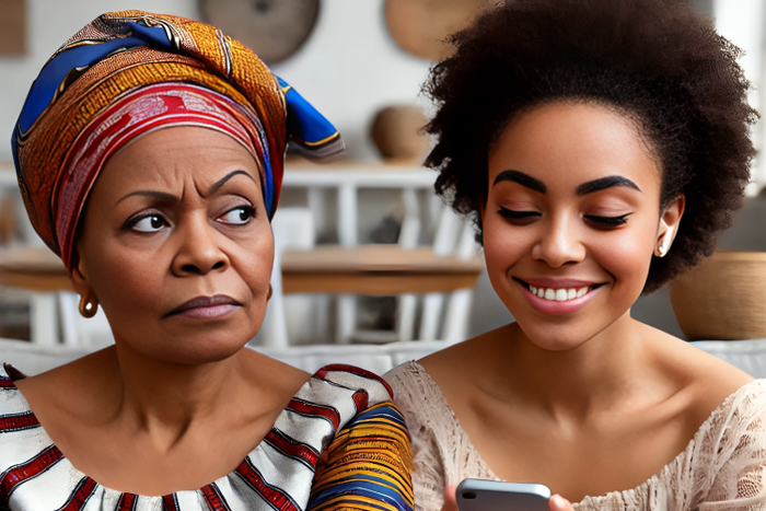 An AI-generated image of a mum jealous of her daughter