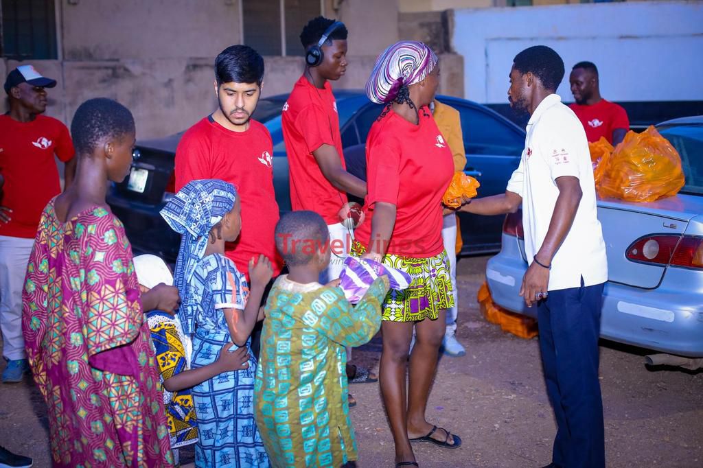 Street children given food