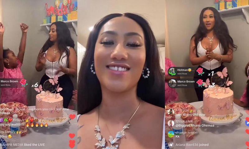 Hajia 4 Reall goes on TikTok live to mark her birthday with her daughter (WATCH)