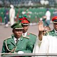 Former President Olusegun Obasanjo during his inauguration ceremony for second term in 2003.