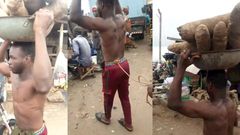 Suspected thief forced to sell stolen yams in market