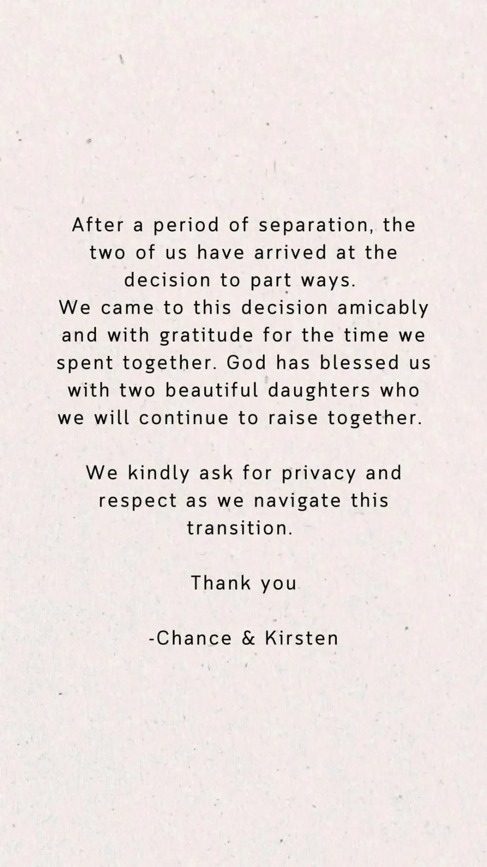 Chance The Rapper and wife Kirsten Corely announce divorce