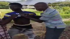 Chief Inspector and suspect engage in dramatic wrestling during arrest