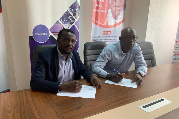 Prince Carl Tuffuor Frimpong, Head of IT Training Support and Services at Slamm Technologies, and Matthew Opoku-Darkwa, Director of Operations at AmaliTech Ghana