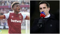 Gary Neville advises Kudus to be more mature, says he takes shots instead of passing