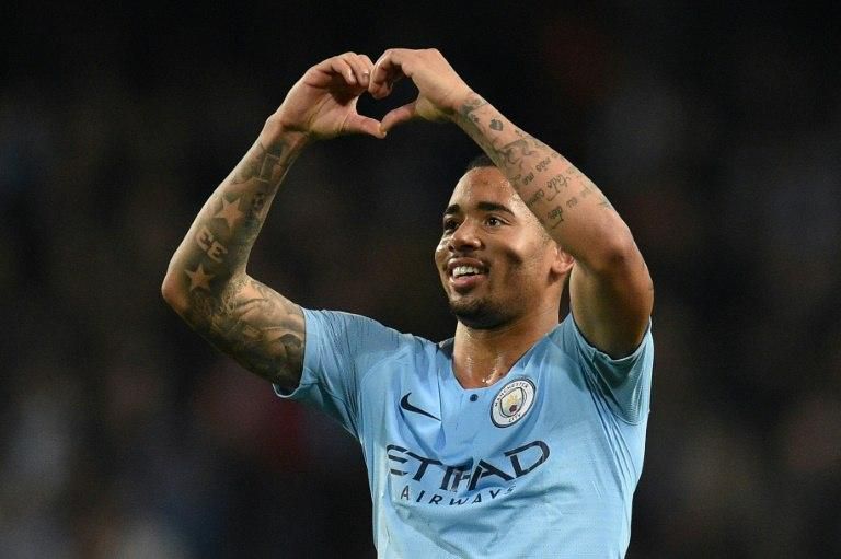 Manchester City's Brazilian striker Gabriel Jesus scored a hat-trick in a 6-0 win over Shakhtar Donetsk on Wednesday