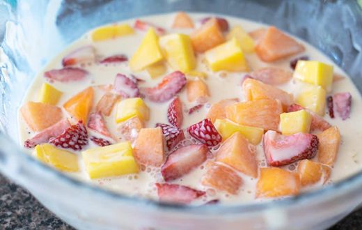 Fruit salad with milk