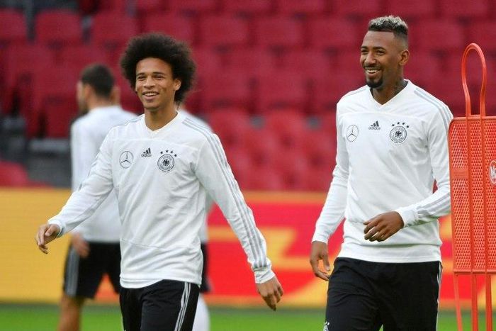 Jerome Boateng (R) with Leroy Sane was a key part of the Germany team that flopped in Russia