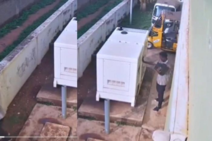 CCTV shows thief stealing Genset battery from workplace power plant