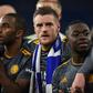 Jamie Vardy and Leicester teammates applaud the fans after a 1-0 win in the Premier League at Cardiff