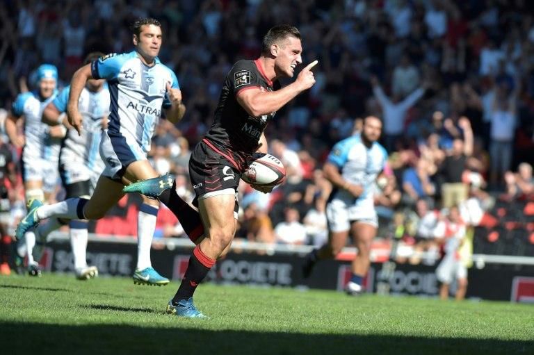Baptiste Couilloud was able to celebrate before he touched down as Lyon thrashed Montpellier
