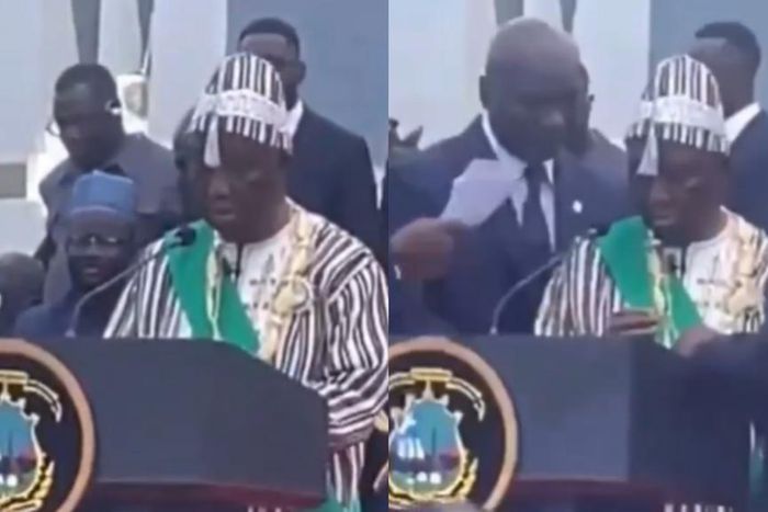 Newly elected Liberian President, Joseph Boakai, 79, falls sick during speech, whisked off podium