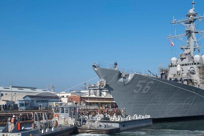 USS John S. McCain leaving dry dock