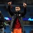 Nabil Fekir celebrates at the end of Lyon's stunning win away to Manchester City