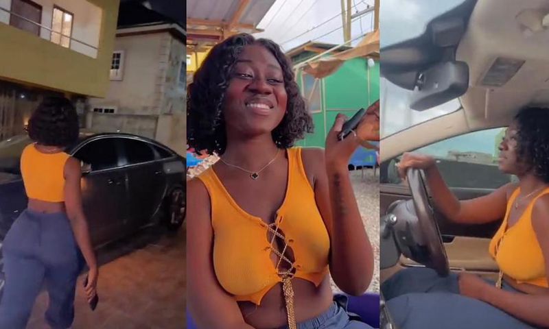 Hajia Bintu jams as she shows off new Jaguar car; says 'them never see me coming' (WATCH)