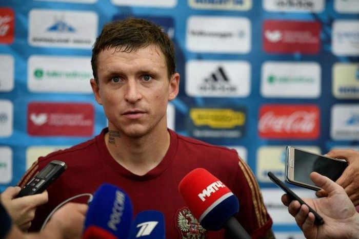Russian midfielder Pavel Mamaev, pictured June 2016, was detained along with Saint Petersburg forward Alexander Kokorinon due to suspicion of hooliganism, following an incident in a Moscow cafe