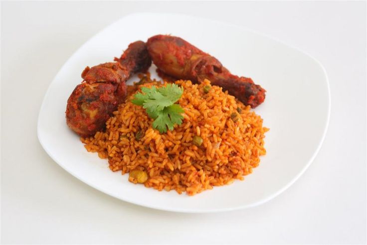 Jollof rice is usually served with chicken