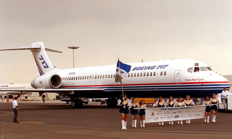 The Boeing 717-200 is actually a rebranded McDonnell Douglas MD-95. Boeing acquired McDonnell in 1995 for $13 billion.