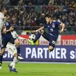 Japan's defender Hiroki Sakai (R) scored a 39-minute opener, his first goal for the national team on his 49th international