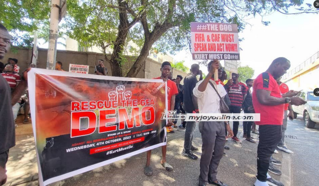 Demonstration against Kurt Okraku and GFA (Credit: Myjoyonline)