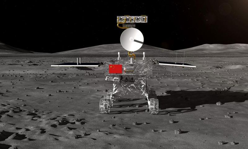 chang e 4 moon lunar rover front china chinese flag casc