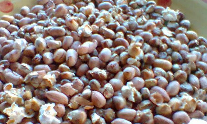 Mixed roasted corn and groundnuts (Aburo ni nkateɛ)